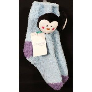 Xhilaration Girls Cozy Penguin Socks S/M Small Medium  Blue Purple Non-Skid NEW